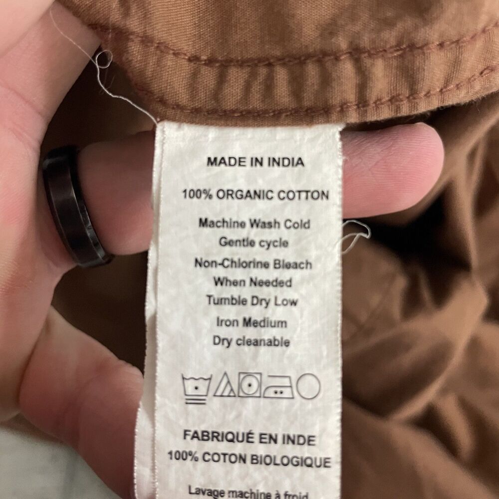 prAna Men's Large Brown Carabiner AOP Short Sleeve Button-Front Shirt - Picture 6 of 7
